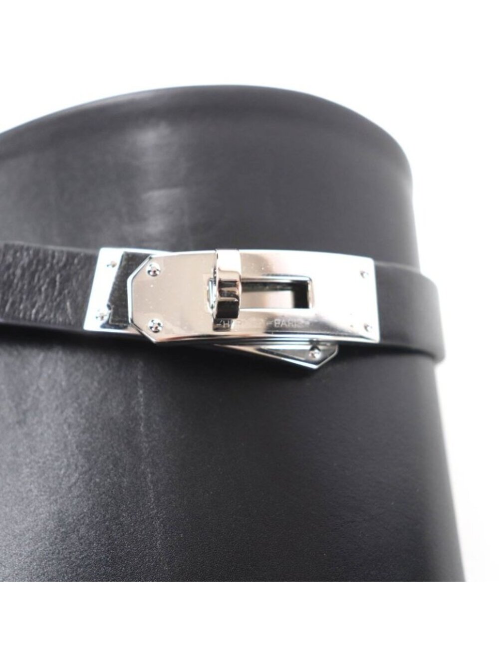 Hermes Jumping Boots Silver Hardware Kelly Buckle Leather Long Black 37 - Picture 9 of 13